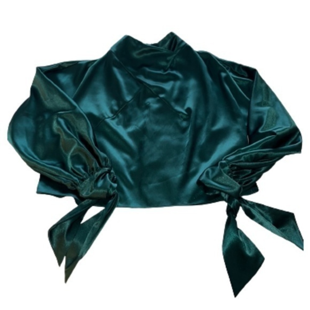 Topshop teal green long sleeve blouse size 8